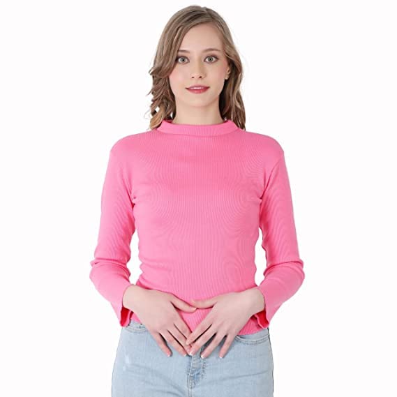 r lon RZLECORT Ribbed Turtle Neck Sweatshirt Casual Wear/Full Sleeves Tops for Women and Girls-picture-14