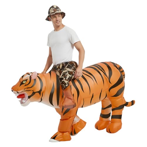 GOOSH Inflatable Tiger Costume for Adult Halloween Costume Women Man Funny Blow up Costume for Halloween Party Cosplay4