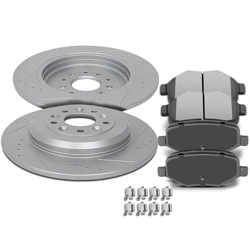 Image of SCITOO Rear Brake Kits Drill & Slotted Brakes Rotor Brakes Pads:D1377;54125 | Fit For Ford For Edge 2011-2012,For Explorer 2011-2019,For Flex 2009-2019,For Taurus 2010-2019
