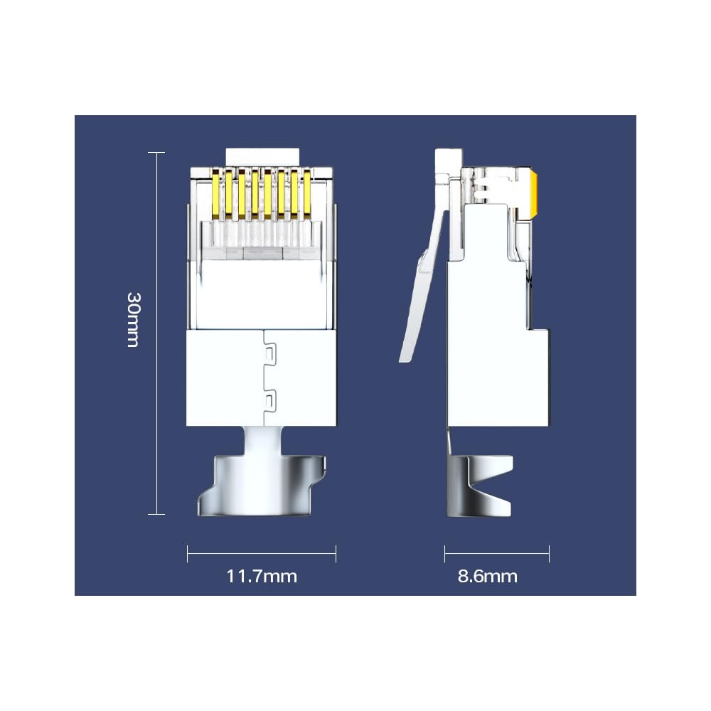 50 Pz Cat7 Cat7A Connettori Plug RJ45 Shielded 8P8C Cat7/Cat7A per Ethernet LAN Velocità fino a 10Gbps