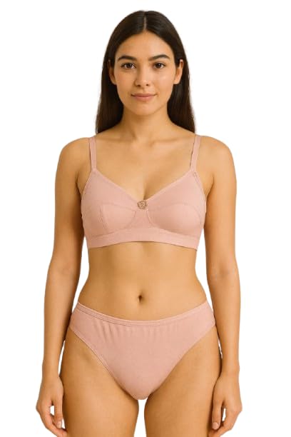 Women’s Cotton Bra Panty Set | Non-Padded, Wire-Free Comfortable Lingerie | Soft Everyday Innerwear | Stylish Matching Bra & Panty Combo-picture-27