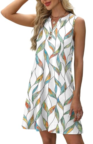 Image of XIEERDUO Summer Dresses for Women 2026 Beach Vacation Clothes V Neck Button Sundresses with Pockets