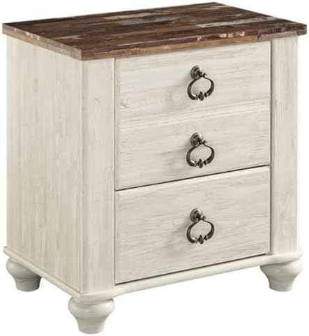 Signature Design by Ashley Willowton Farmhouse 2 Drawer Nightstan...