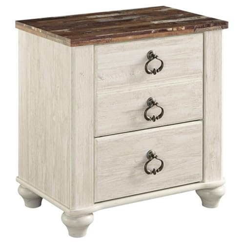 Signature Design by Ashley Willowton Farmhouse 2 Drawer Nightstand with