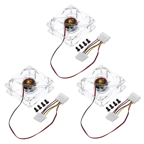 QUARKZMAN 3uds Transparente Computadora Caja Ventilador 1800 RPM 80mm 4 Pasadores LED Rojo Silencioso Enfriamiento Ventilador 4 LED 12 V para Escritorio con 12 Tornillos