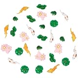 Utilisation polyvalente: Ces figurines de lotus pour bassin sont des ornements polyvalents pour les micro-paysages et les jardins féeriques.. Idéal pour les jardins de mousse, aquariums, terrariums, décorations pour gâteaux et bonsaï