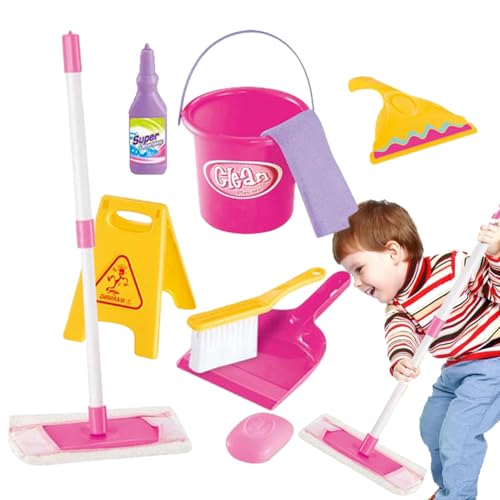 Escoba - Set de Limpieza Infantil para niños pequeños | Aspirador de Juguete, Escoba y fregona | Juego de rol para niños niñas Que fomenta la Creatividad y la motricidad.
