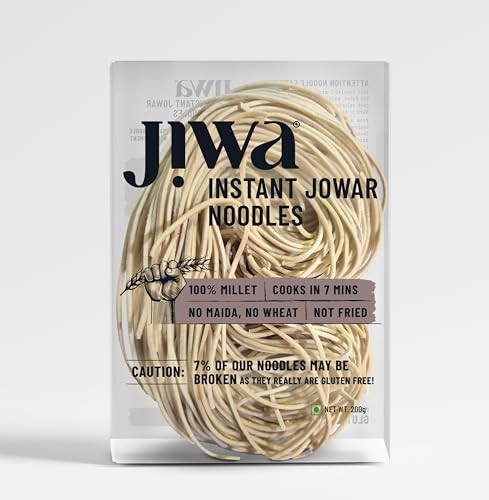 Image of Jiwa Instant Jowar Noodles | Hakka Noodles | Cooks in 7 Minutes | Ready to Cook | 100% Millet | No Maida, No Atta | Not Fried | Gluten Free | 200 G