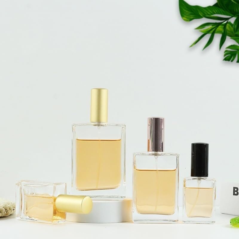 Mini butelki podróżne na perfumy, atomizer do perfum 2 szt. Kwadratowe butelki z atomizerem do perfum Przezroczyste szkło Puste butelki wielokrotnego użytku 15–100 ml Fiolka z delikatną mgiełką Atomiz