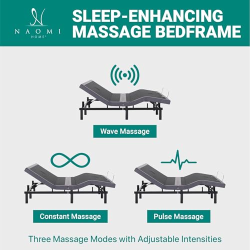 Adjustable Split King Bed Frame with Massage & USB Ports