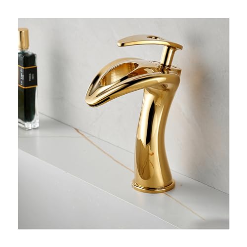 Robinet de lavabo doré cascade pour moderniser la pièce d'eau - 2