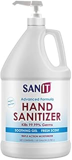 Sanit Moisturizing Hand Sanitizer Gel 70% Ethyl Alcohol - Kills 99.99% Germs, Advanced Formula with Vitamin E and Aloe Vera - Soothing Gel, Fresh Scent, Made in USA - 1 Gallon with Easy to Use Pump