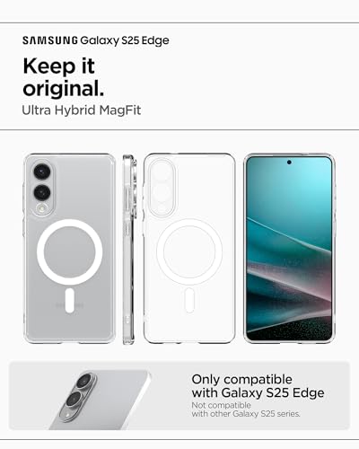 Image of Spigen Ultra Hybrid MagFit | Samsung Galaxy S25 Edge Case [MagSafe] [Transparent] Galaxy S25 Edge Back Cover | TPU+PC - Clear White