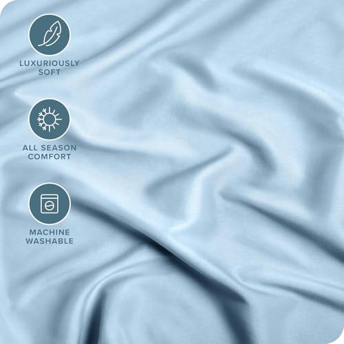 Image of 400 TC Cotton Elastic Fitted Bedsheet with 2 Pillow Covers for Queen Bed 66 x 72 8 Inches Light Blue Solid Color Fitted Sheet