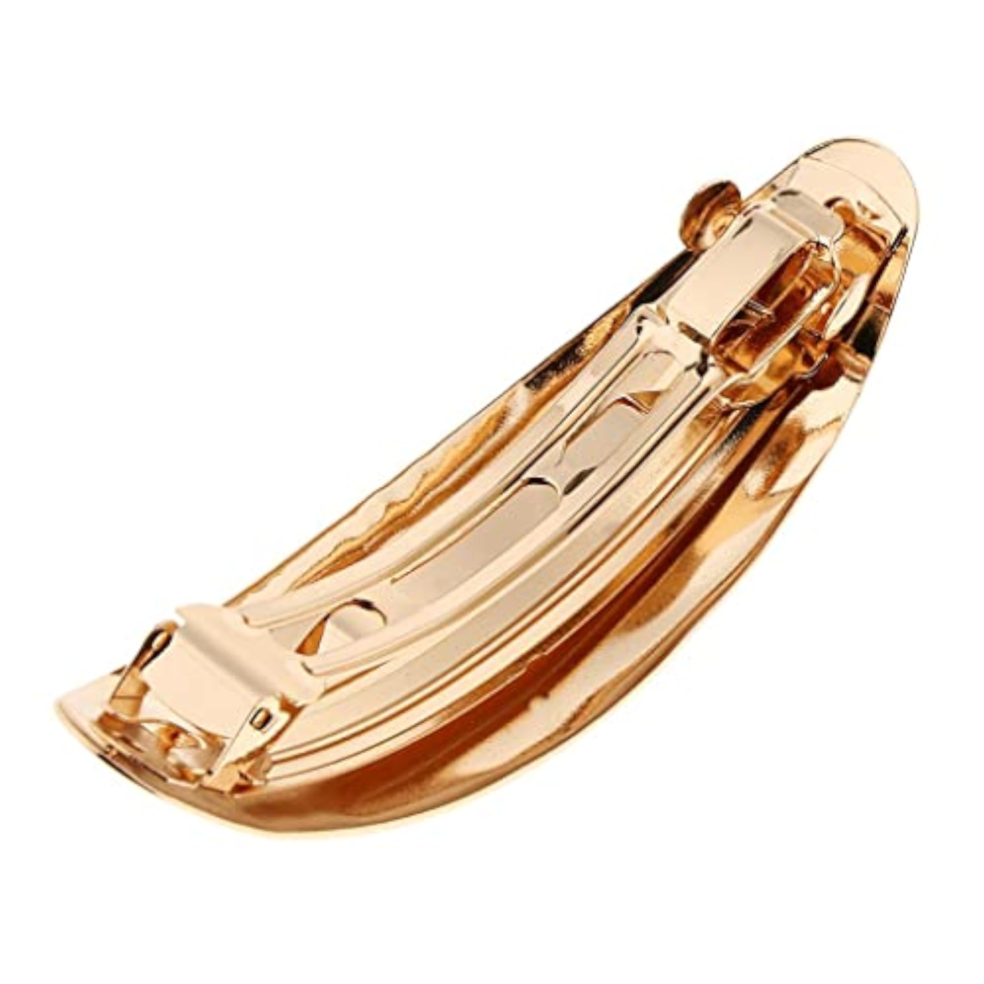 5X Shiny Metal Curved Oval Volume French Barrette