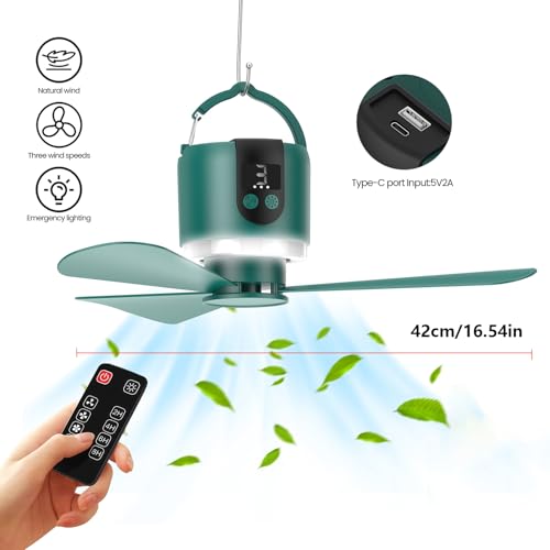 Ventilador de camping recargable de 16.5 pulgadas con hojas desmontables 3
