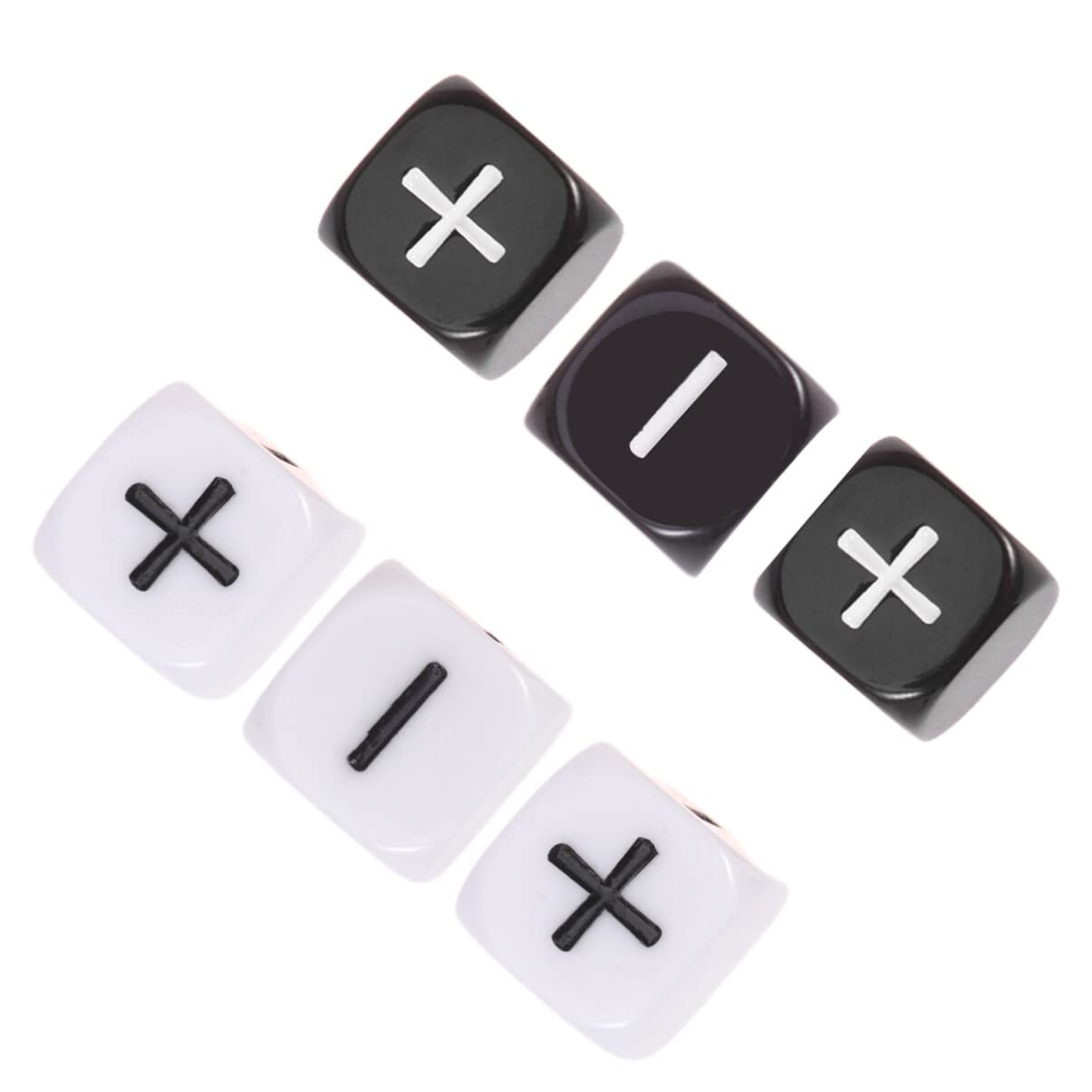 Lot De 6 Dés Noirs Et Blancs Avec Signes + Et – Pour Apprendre Les Maths En S’amusant
