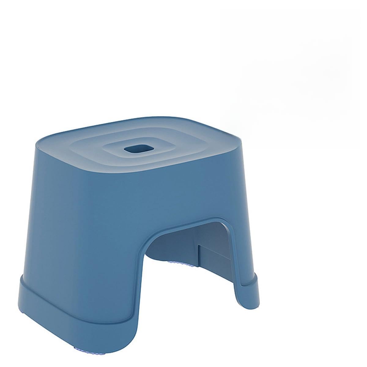 Leichter Rutschfester Kunststoff Tritthocker in Blau Kleiner Hocker für Badezimmer und Zuhause Stabiler und Kompakter Kunststoffhocker mit Anti Rutsch Funktion