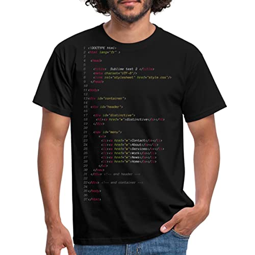 Spreadshirt® Langage Informatique Fichier HTML T-Shirt Homme, M, Noir