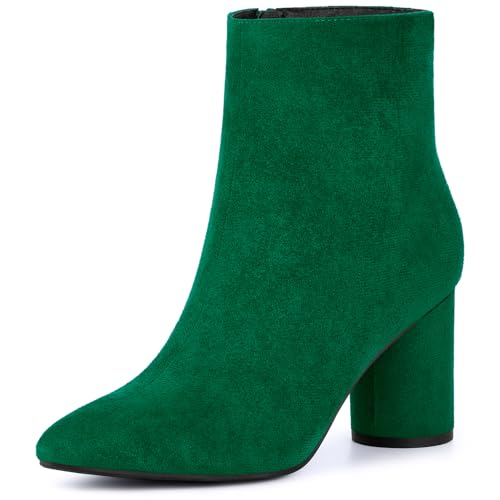 Bottines à talon bloc pointues Allegra K avec zip pour femme