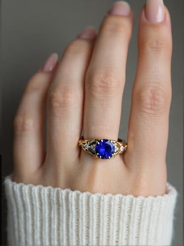 Image of Gemstone Vintage Rings for Women s925 Sterling Silver Round Cut 1.0 Carat Gemstone with Moissanite Promise Engagement Anniversary Ring for Her