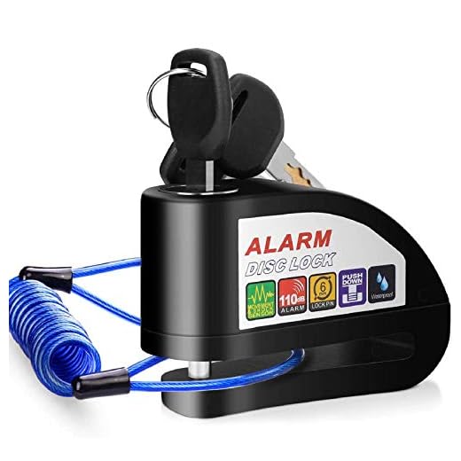 Candado Moto, 110dB Antirrobo Candado de Disco con1.5M Cable Enrollado y Candado Bolsa y 6 Batería Repuesto, Cerradura con alarma para Motos Motocicletas Bicicletas