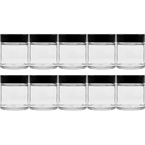 Viva Housewares Glass jar with lid in Different Sizes/Quantities, Glass, Transparent, 30 ml Cover