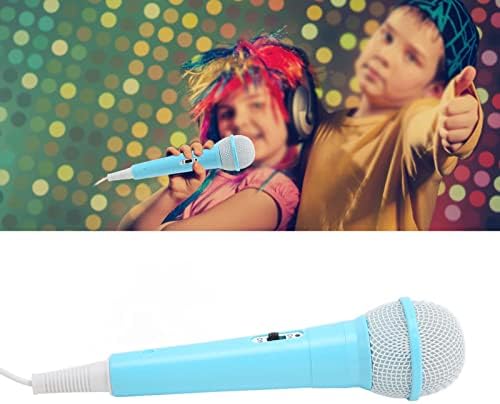 Elprico Kids Wired Microphone, Children Singing Microphone 3.5mm Plug Low Distortion, Portable Music Toy Children Singing Mic for Karaoke Family Party (Blue)