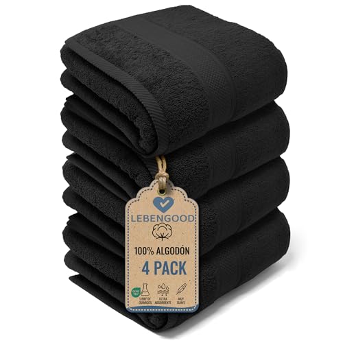 4 Toallas Baño Grande - Negro
