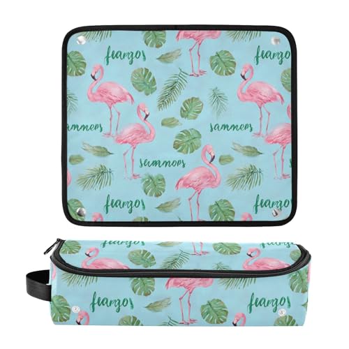 Bolsa de viaje Flamingo Tropical Blue para herramientas de cabello como planchas y rizadores miniatura 3