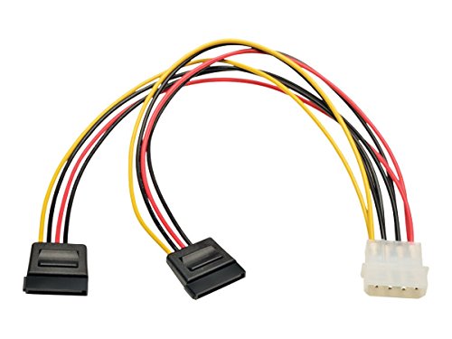 TRIPP LITE Serial ATA SATA Dual Power Adapter Y Cable LP4 4-Pin 2X 15-Pin, 12-Inch (P946-12N-2P15)