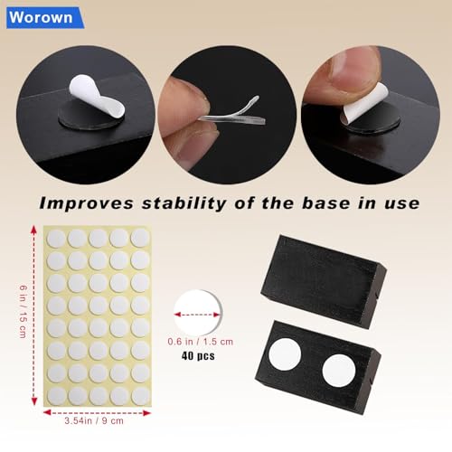 Worown 12 Pcs Mini Wooden Place Card Holders, Small Wooden Table Number Stands, Name, Price Tags Stands for Party Buffet, Wedding, Cafe Bar, Dining Room ( Black-Includes Adhesive Stickers) - Thumbnail 4