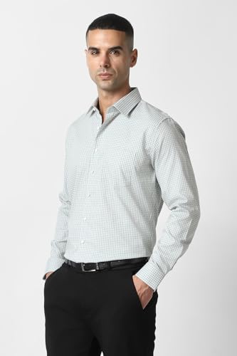 Image of Van Heusen Formal Checkered Shirt for Men| Premium Cotton| Full Sleeves| Slim Fit |Breathable Fabric