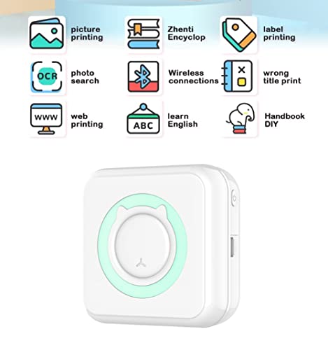 WANGCL Mini Portable Pocket Photo Printer - Inkless, Wireless for IOS/Android (Blue) with 13 Rolls Paper