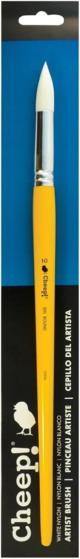 Cheep! White Nylon LH Filbert #6 Paint Brush with Wood Handle - Paint Brushes for Acrylic, Oil or Watercolor - Face Application, Nail Art