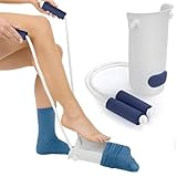 Sock Aids for Putting Socks On and Off - Easy to Use Sock Assistant Puller with Foam Handles for Elderly, Men, Women, Disabled, Pregnant Women Pulling Assist Device (White, 1 Pack)