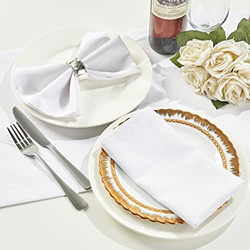 Mebakuk Cloth Napkins Set Of 6, Premium 17 X 17 Inch Solid Washable Linen Style Napkins, Soft Table Napkin For Wedding Party Restaurant Dinner Parties (White, Set Of 6) #TOP1