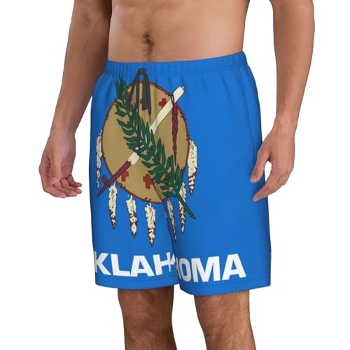Men's Classic Oklahoma State Flag Swim Trunks Mens Casual Shorts Board Shorts with Pockets Beach Shorts for Men2