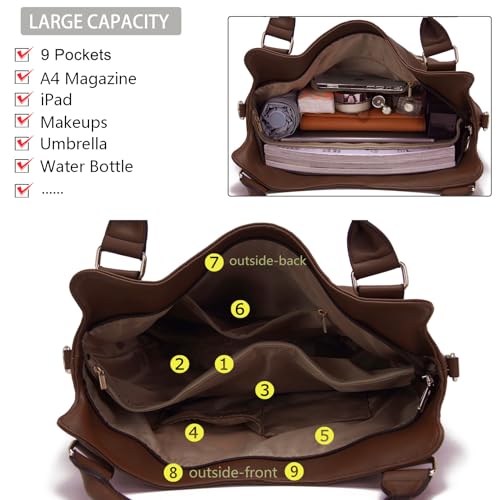 Soperwillton Purses for Women Large Shoulder Handbag Tote PU Leather Hobo Crossbody Bag Ladies Wallet Set 4pcs