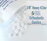 Made in the USA using Highest Quality Materials Perfect Strength and Stretch. Will not Snap Factory Sealed Tamper Proof Packs, 100 Non Latex Elastics Per Pack Intended use is orthodontics, braces, tooth gap, and rubber bands can be used for hair brai...
