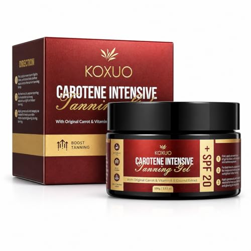 Carotene Tanning Gel for Deep Natural Tan – Tanning Accelerator with Coconut Oil, Carrot Extract &...