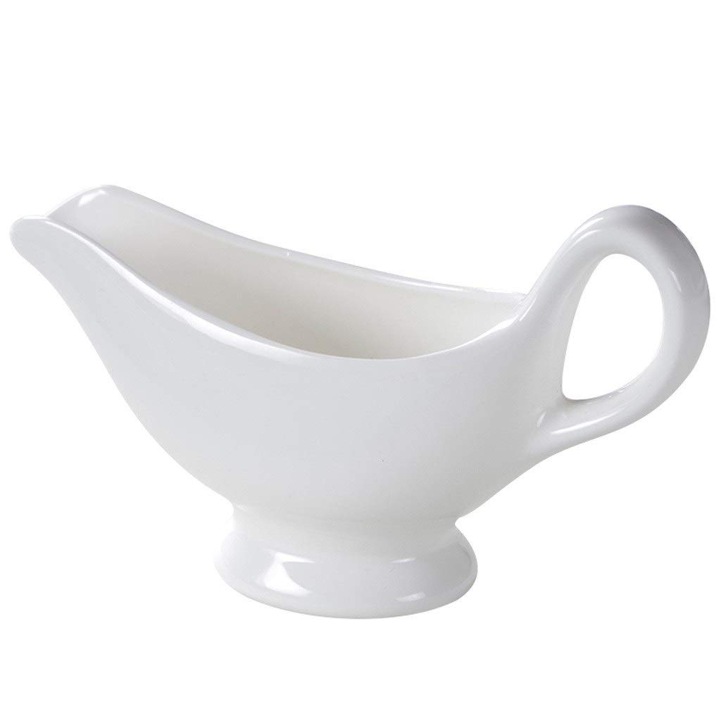 ERoomQ Saucer Traditional Porcelain Gravy Sauce Boat with Saucer Porcelain Gravy Boat Gravy Boat and Tray Ceramic Make Sauce Boat with Tapered Spout Porcelain Gravy Di(One Color Medium)
