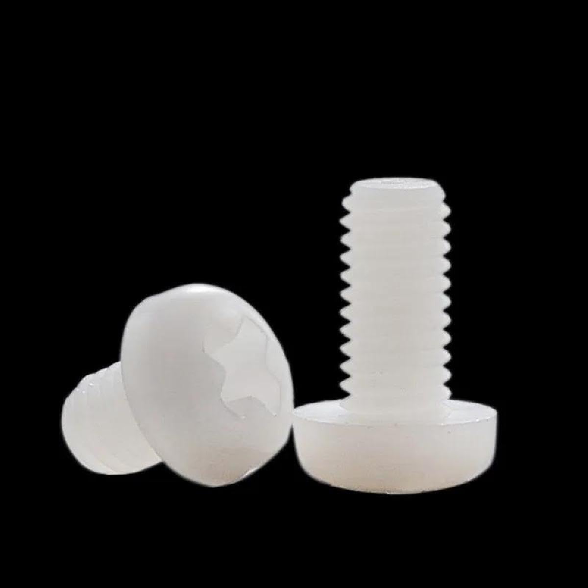 Śruby, Wkręty samogwintujące, M5X6-50mm Białe nylonowe śruby z łbem stożkowym Phillips, plastikowe śruby z łbem okrągłym krzyżowym, 50 szt.(M5x12mm)