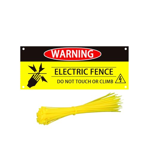 Electric Fence Warning Signs,10x4 Inch Do Not Touch or Climb Safety Sign for Farm Home Yard Warehouse,4PCS