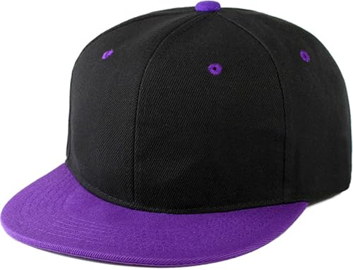 YeeHeen Snapback Hat Flat Bill Visor Hats Adjustable Hip Hop Baseball Cap for Women Men Black Purple