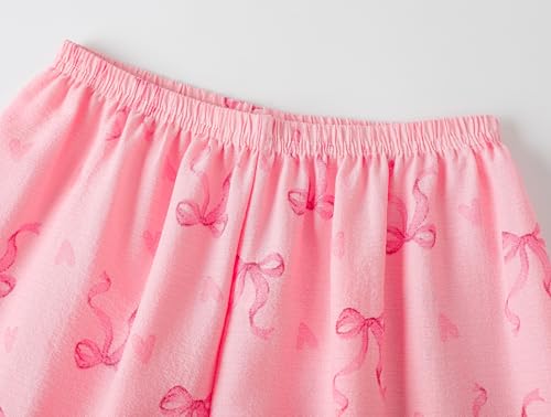 Image of Hupohoi Big Girls Button Down Pajama Set 3pcs Short Sleeve Long Pants with Shorts Crepe Wrinkled Fabric Sleepwear Nighty