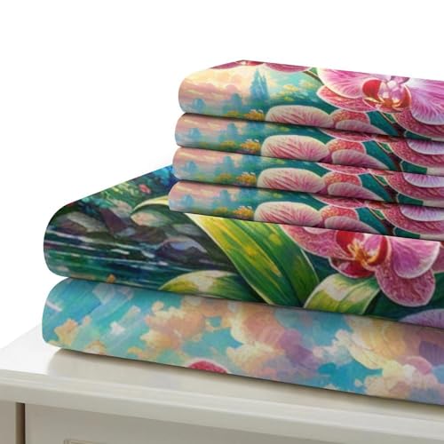 Parure de lit microfibre douce orchidée 3D avec fermeture éclair - 6