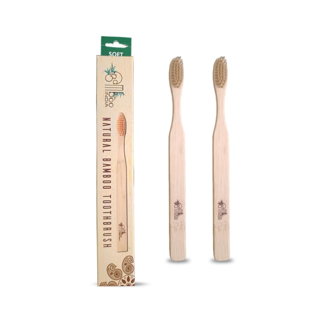 BambooIndia Bamboo Toothbrush Soft Manual (Pack Of 2) - For Kids - BPA Free Dual Charcoal Black Soft & Bristles - Antibacterial & Biodegradable Handle - Natural & Eco-Friendly-picture-16