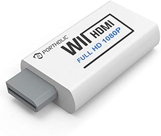 PORTHOLIC Wii to HDMI Converter 1080P for Full HD Device, Wii HDMI Adapter with 3,5mm Audio Jack&HDMI Output Compatible with Nintendo Wii, Wii U, HDTV, Monitor-Supports All Wii Display Modes 720P, NTS