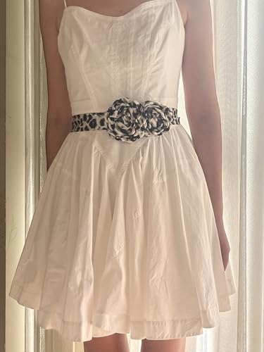 Leopard print dress sash belt removable flowers2